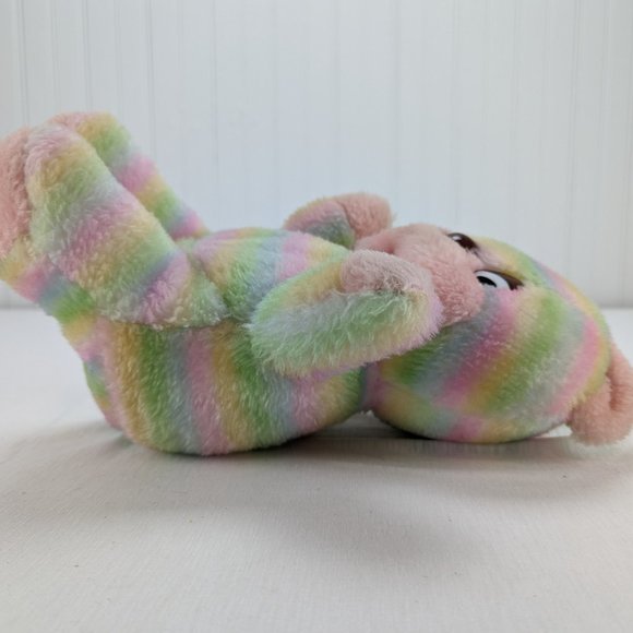 Well Made Pastel Rainbow Striped Teddy Bear Plush 12" Stuffed Animal 1984 - Picture 5 of 10